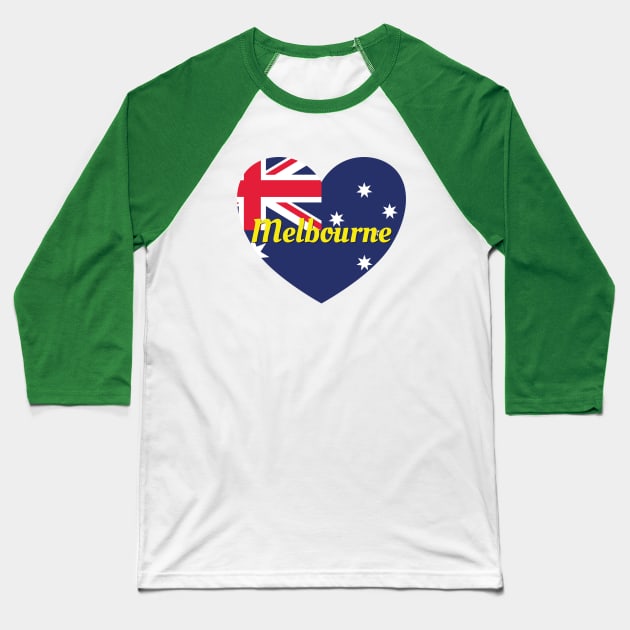 Melbourne Australia Australian Flag Heart Baseball T-Shirt by DPattonPD